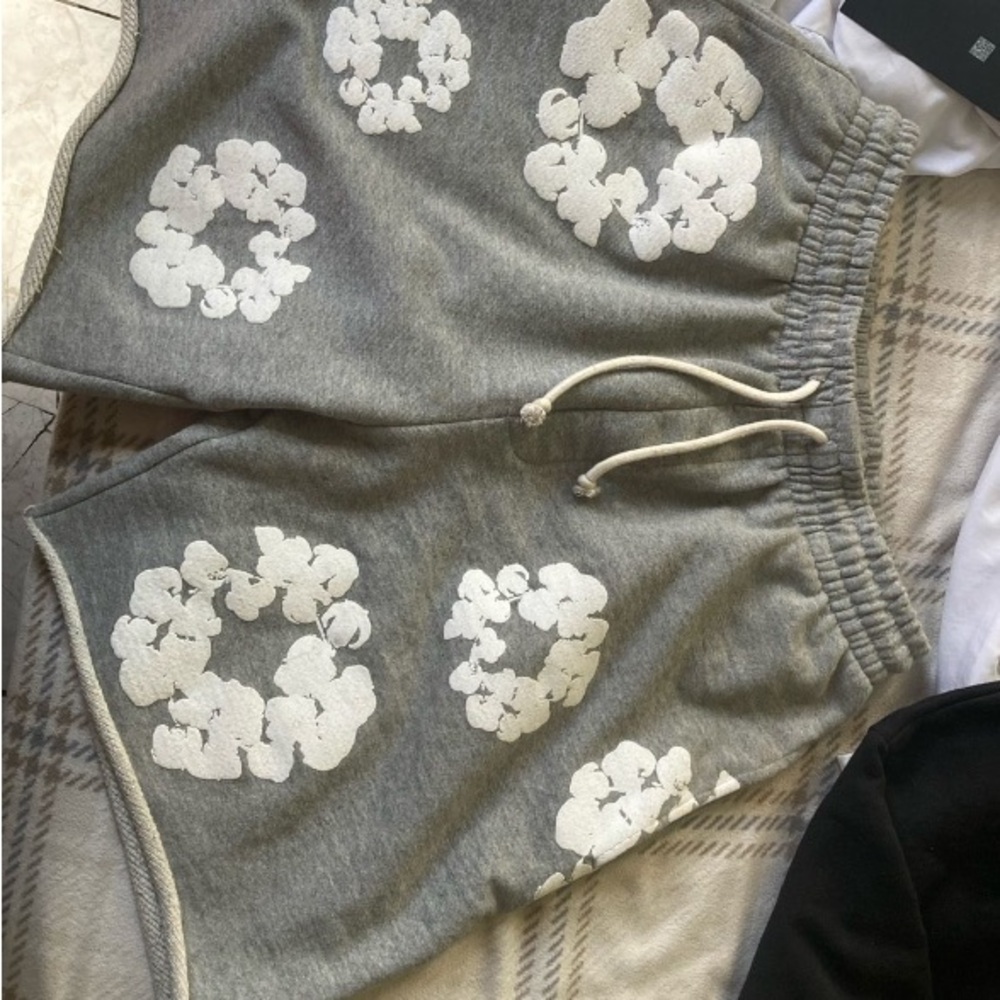 Gray Men's Shorts with White Pattern